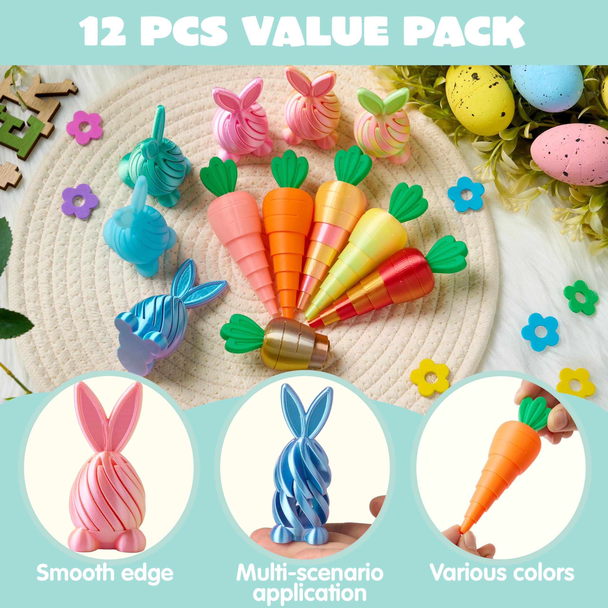 Amazon.com: JOYIN 12Pcs Easter 3D Printed Toys, Bunny and Carrot